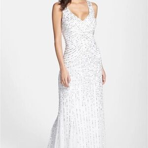 Aidan Mattox White sequined Gown